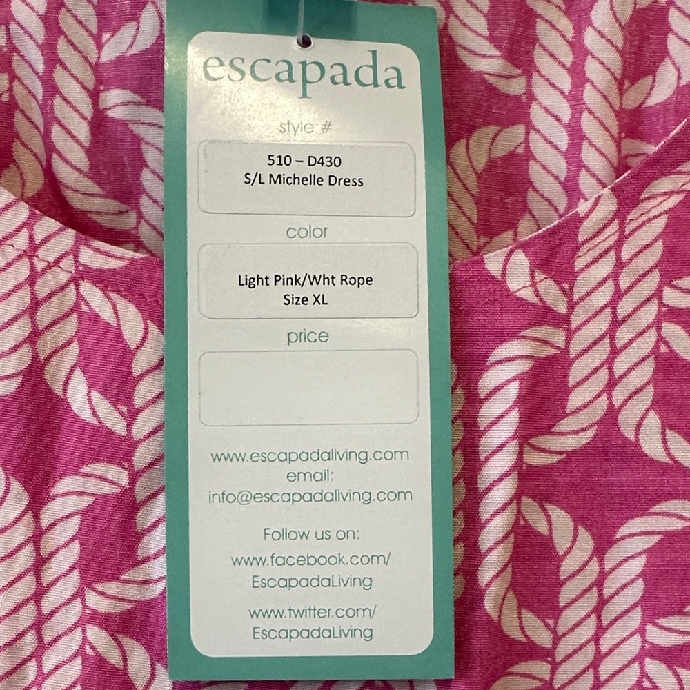 Escapada Sleeveless Michelle Dress Pink Patterned Midi Dress with 2-tiered Hem - Picture 4 of 7